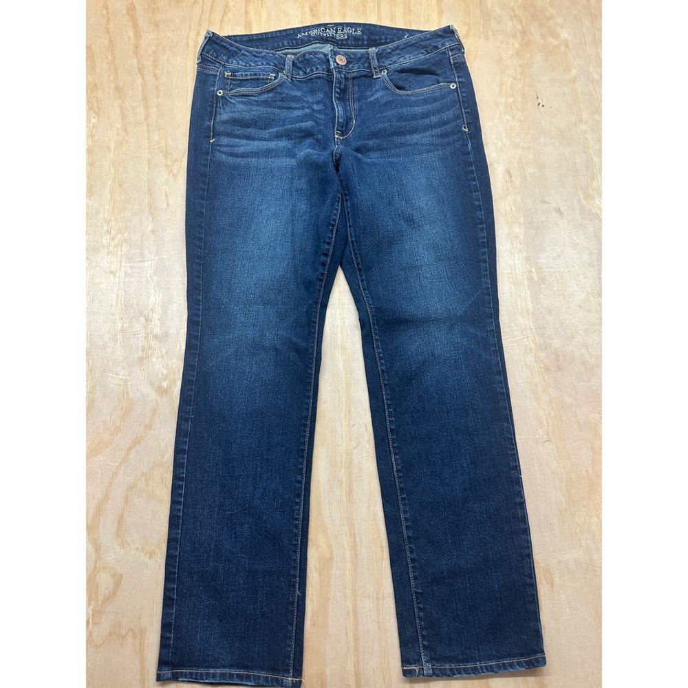 American Eagle Skinny Stretch Jeans Dark Wash Blue Denim Size 14 Short Womens